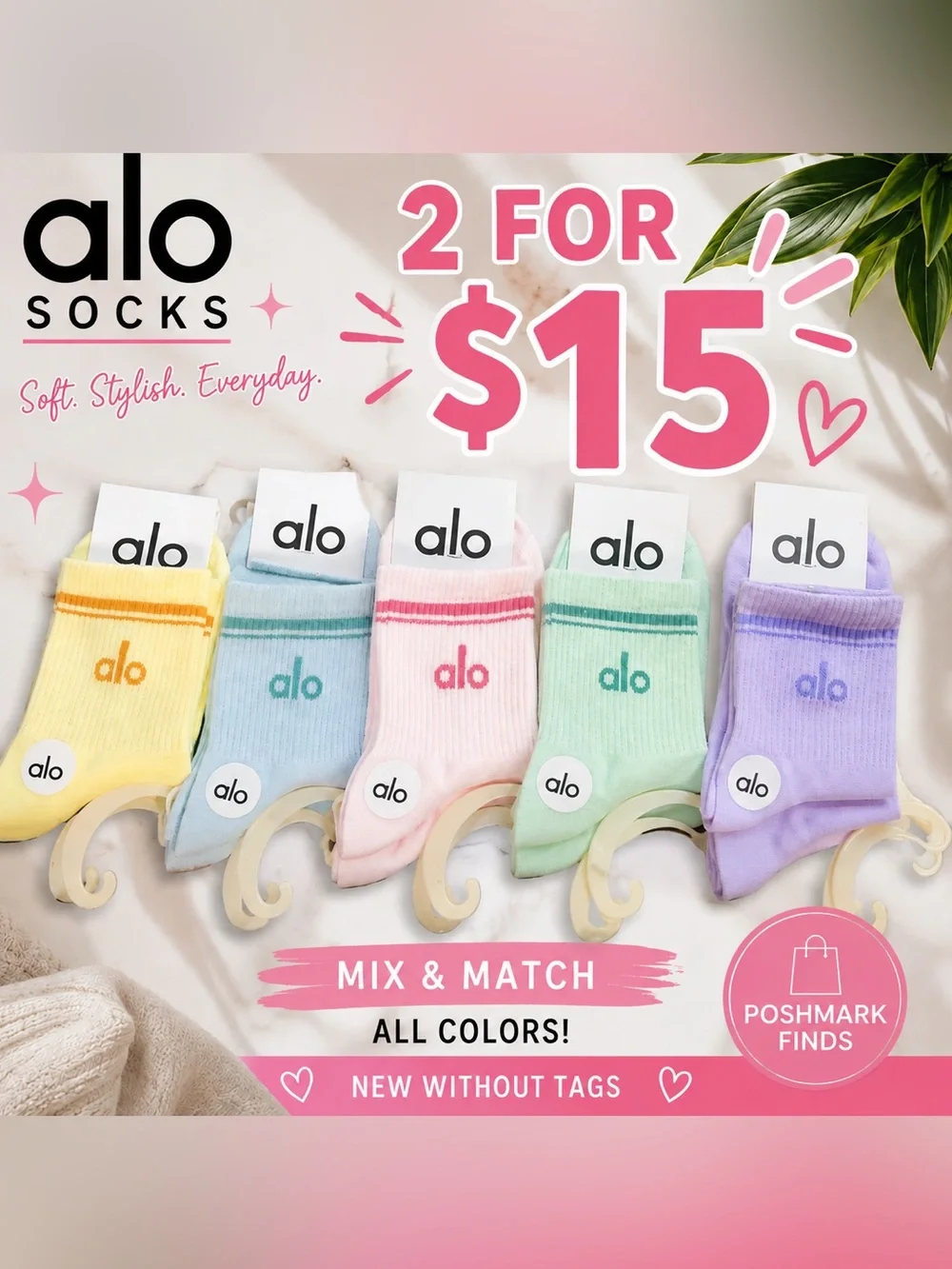 alo Socks Women's Pastel Crew Socks - 2 for $15 (Mix & Match)